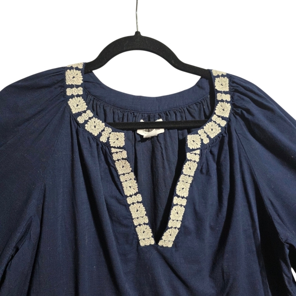 VELVET BY GRAHAM & SPENCER AMY EMBROIDERED NAVY WHITE TOP SZ L - Picture 6 of 11
